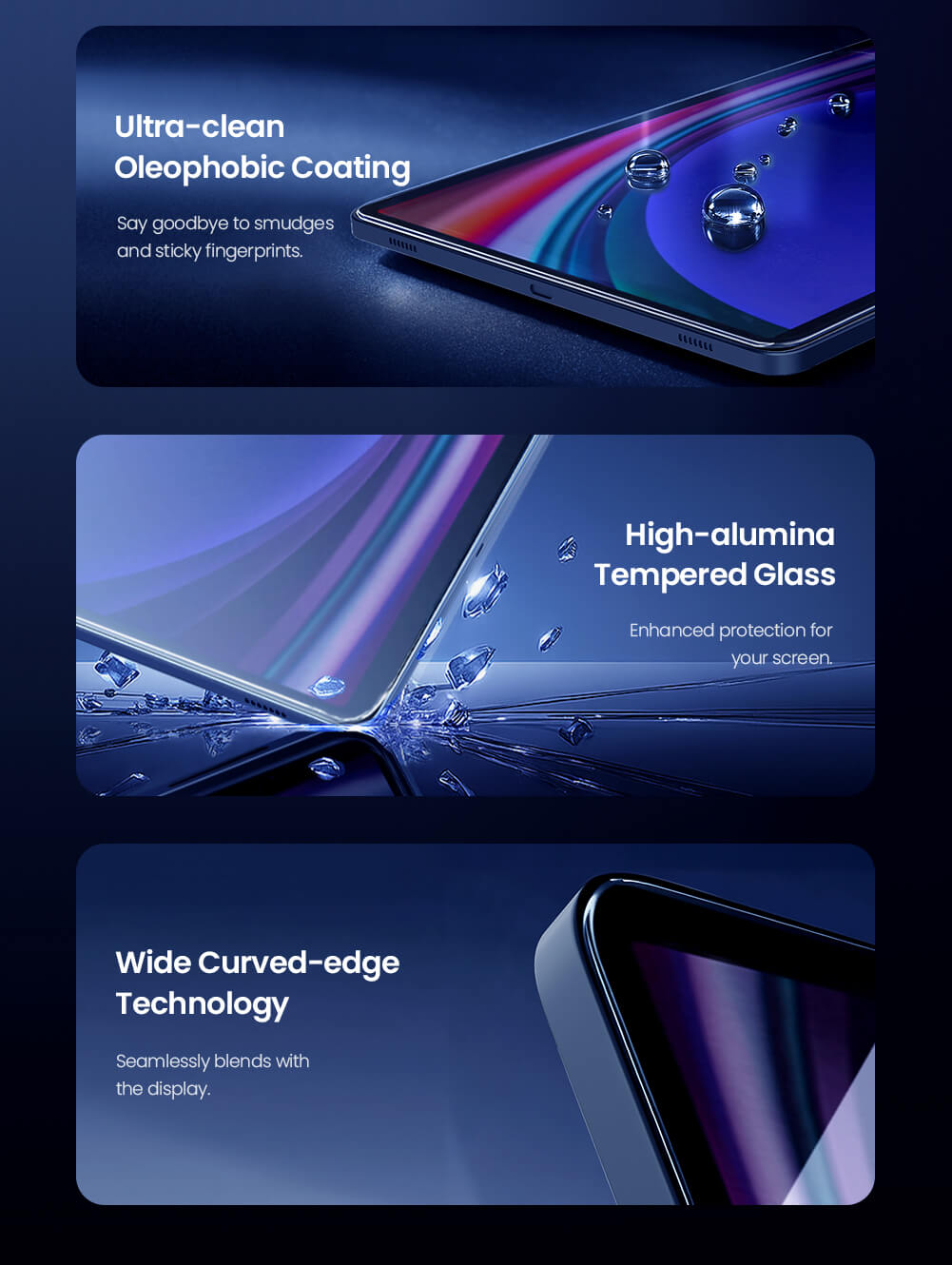 Защитное стекло NILLKIN для Samsung Galaxy Tab S10 Fan Edition (Tab S10 FE), Tab S9 Fan Edition (Tab S9 FE), Tab S9 (индекс H+ Pro)